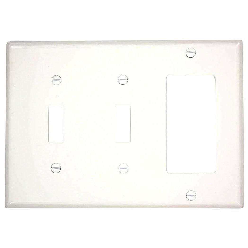 Leviton 80745-W 3-Gang 2-Toggle 1-Decora/GFCI Device Combination Wallplate - Cheap Fitting
