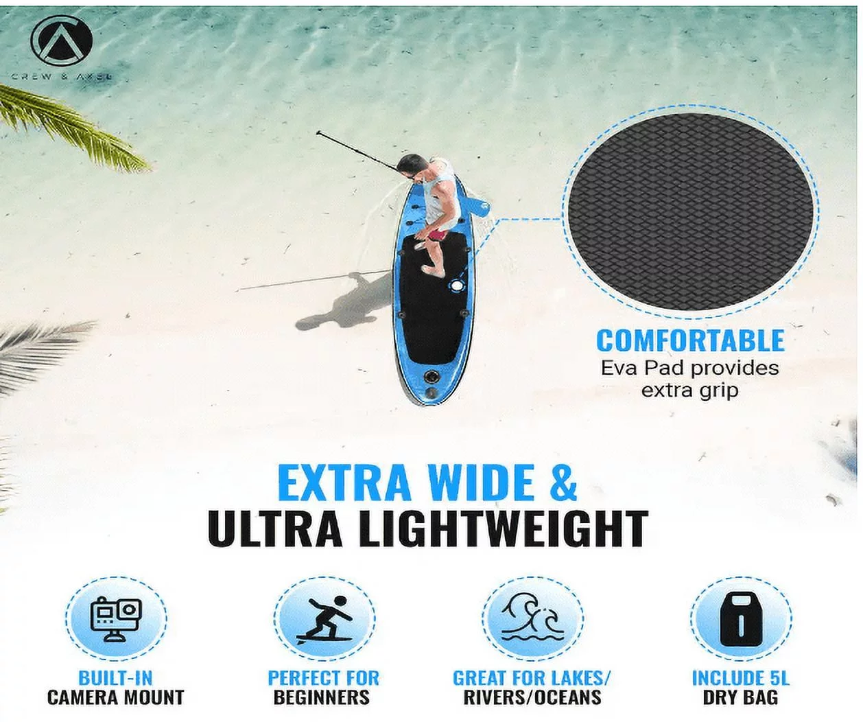 Inflatable Stand Up Paddle Board Non Slip SUP W Backpack, 3 Fins, Paddle, Pump (10 ft. x 33 in. x 6.2 in.) 17 lbs. Blue - Cheap Fitting