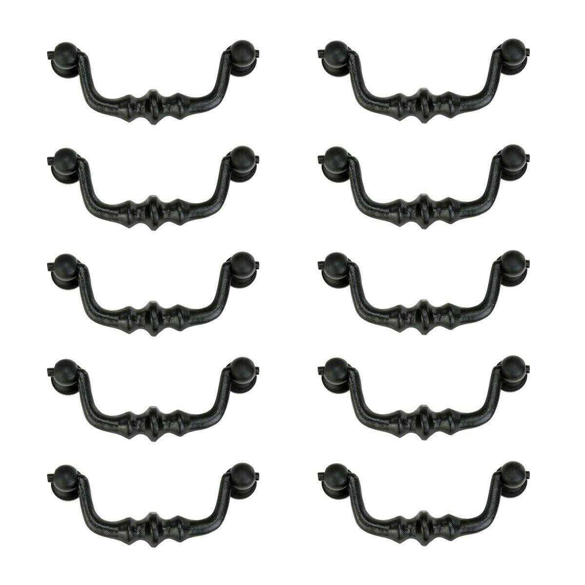 Renovators Supply 10 Drawer Pull Black Wrought Iron Bail 4 1/2 - Cheap Fitting