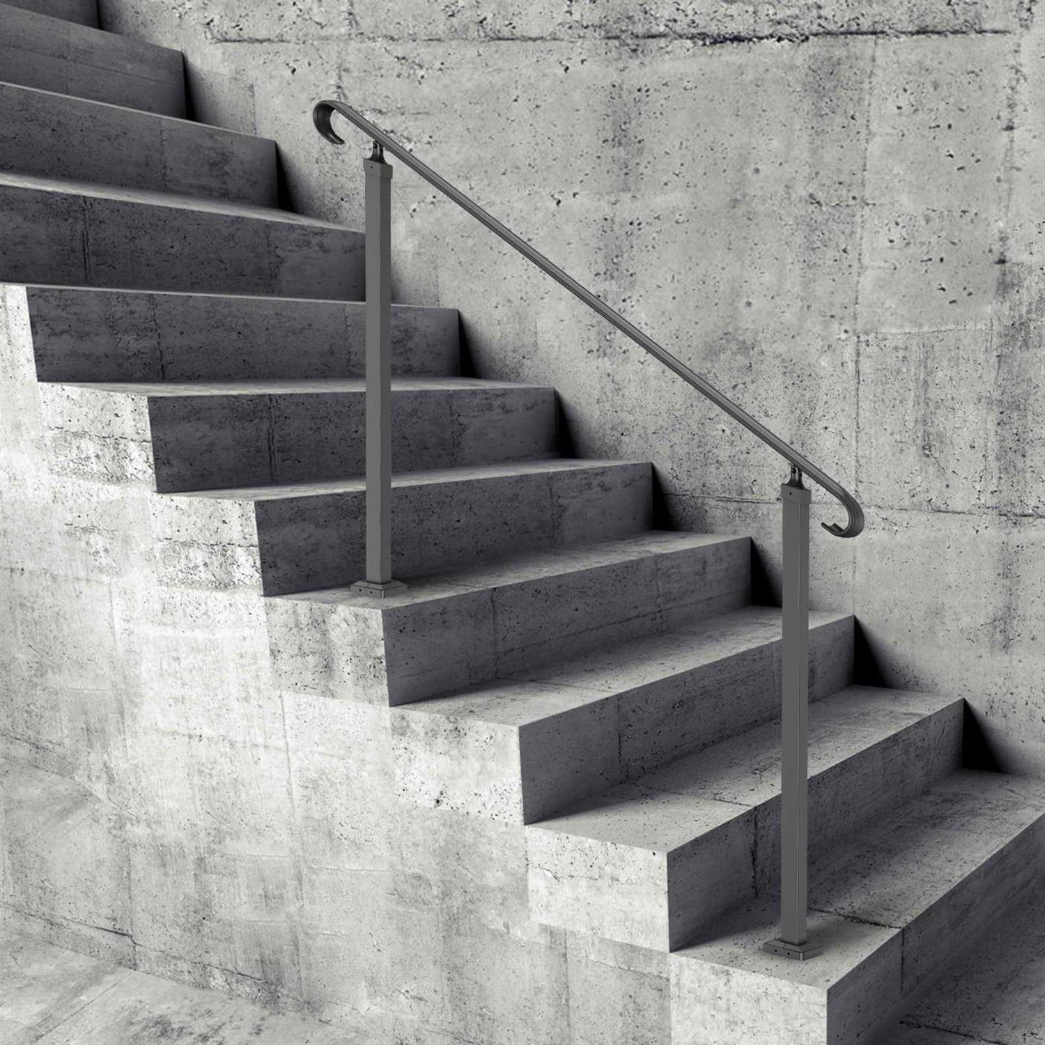 VEVOR Handrails for Outdoor Steps Fit 3 Steps Outdoor Stair Railing Wrought Iron Handrail Hand Railing for Concrete Steps LTFS1 - Cheap Fitting