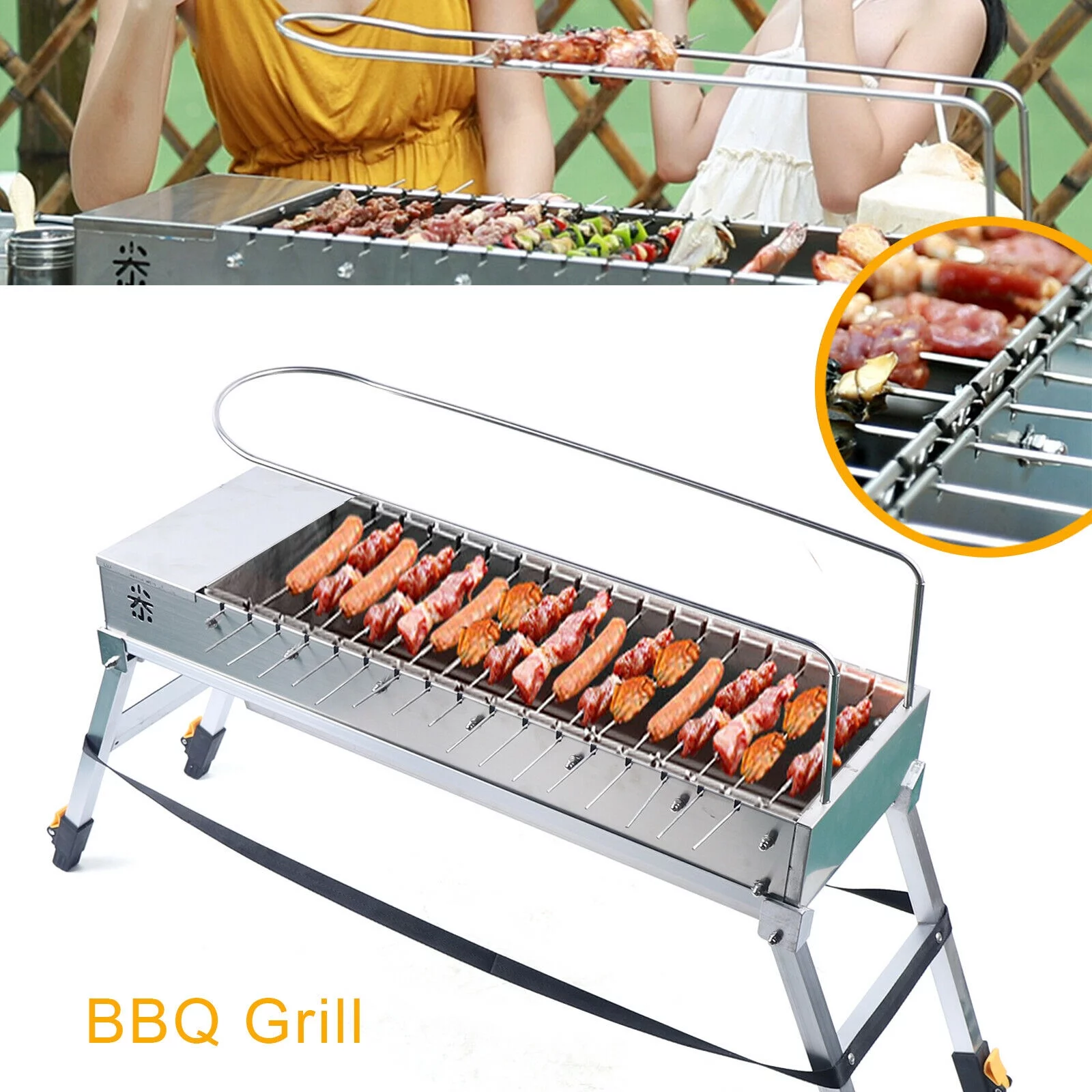 CNCEST Automatic Flip Barbecue Stove Outdoor BBQ 17X Roast rods - Cheap Fitting
