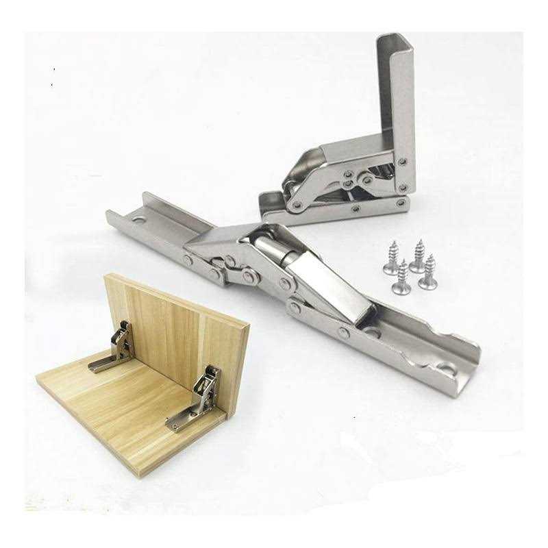 2 Pack Hidden Cabinet Door Hinges 180 Degree Wooden Box Hinge Leaf Support Sliding Hinges and Latch Table - Cheap Fitting