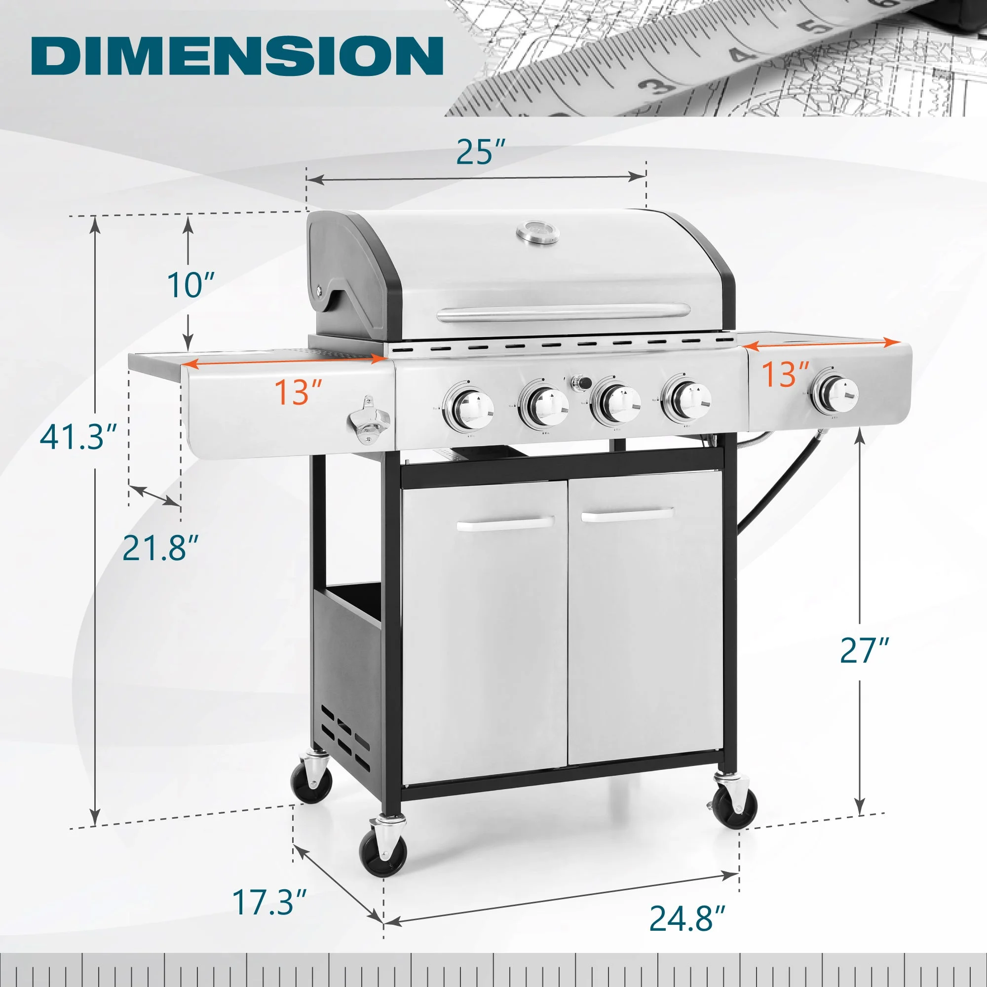 Alpha Joy 4-Burner Stainless Steel Propane Gas Grill with Side Burner - Cheap Fitting
