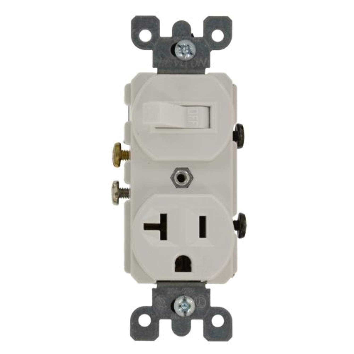 Leviton 5335 20 Amp 120 Volt Duplex Style Combination Single Pole Switch/Receptacle 5335-W - Cheap Fitting