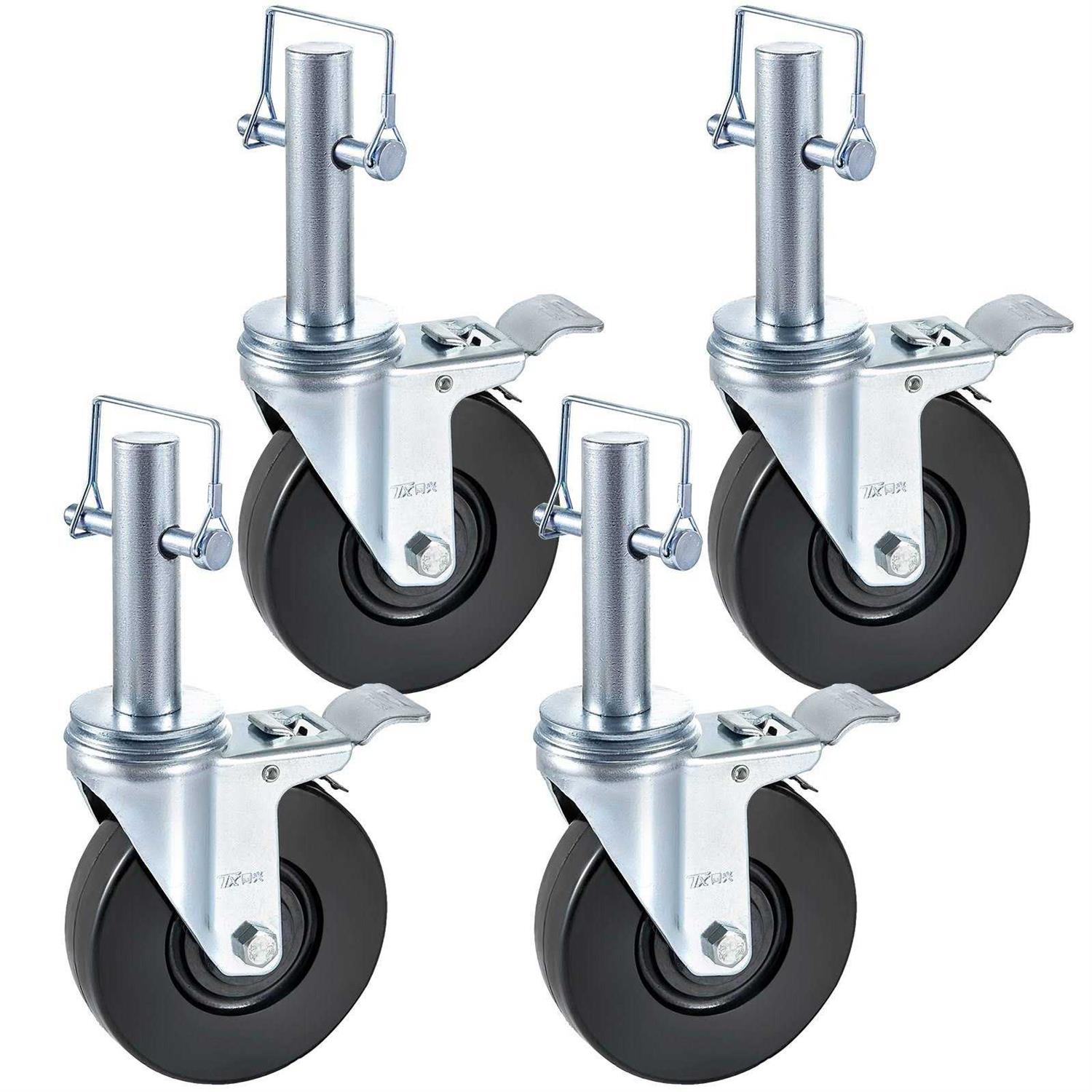 VEVOR 4PCs Scaffolding Swivel Casters 4-Pack 5-in Rubber Swivel Caster JLTX13-5-1XJL25YGV0 - Cheap Fitting