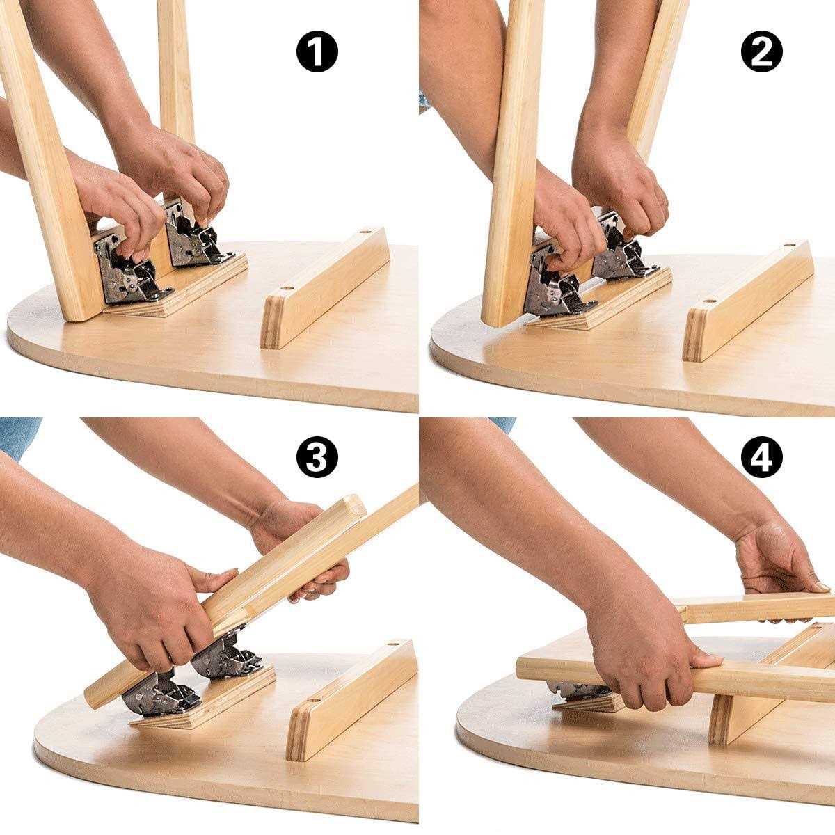 4 Pack Folding Brackets TopDirect Lock Extension Support Bracket Foldable Self Lock Hinges with Screws for Table Bed Leg Feet - Cheap Fitting