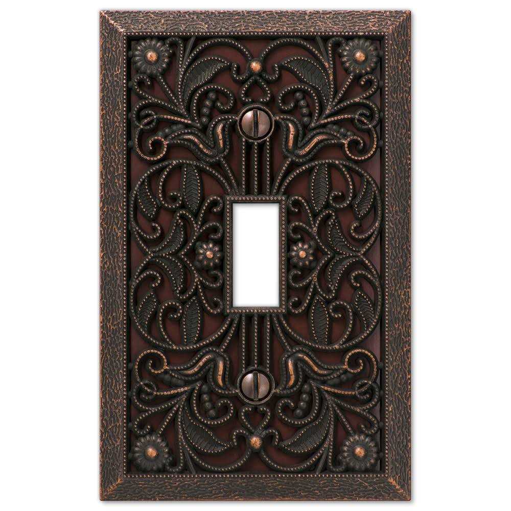 Amerelle Filigree Single Toggle Wallplate in Aged 65TDB - Cheap Fitting