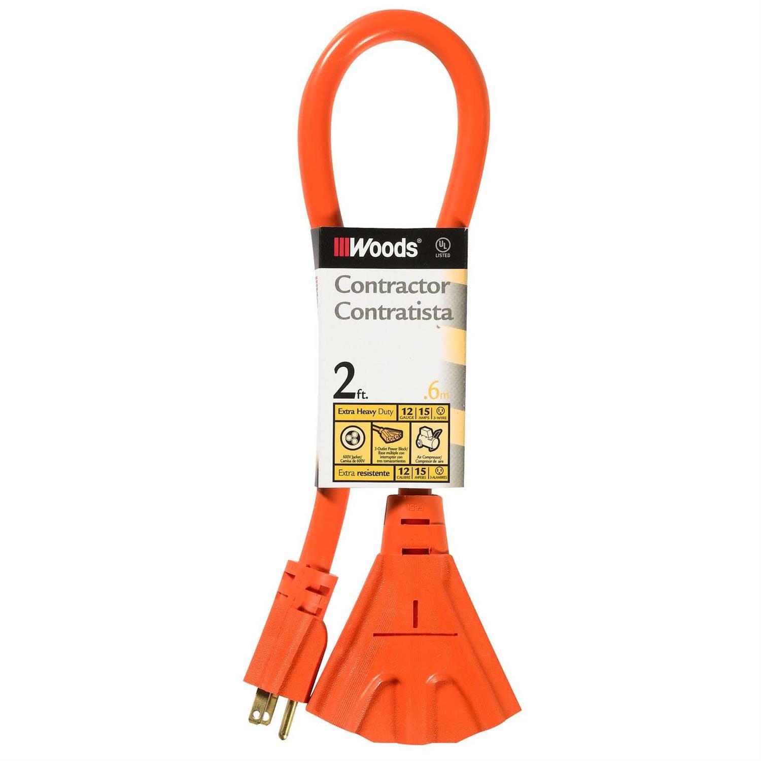 Woods 990824 12/3 Outdoor Multi-Outlet Extension Cord - Cheap Fitting