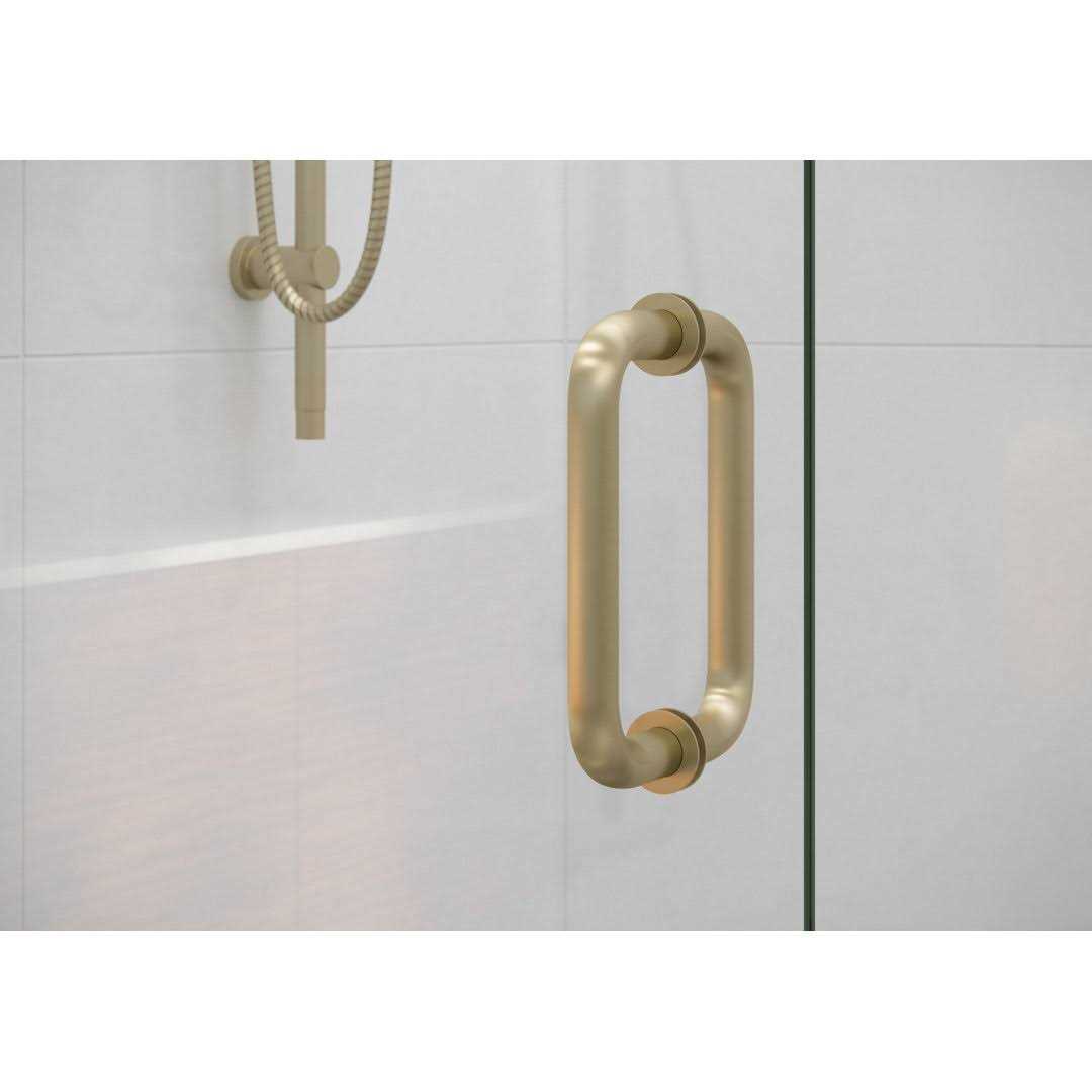 Glass Warehouse 24.5 in. W x 78 in. H Pivot/Hinged Frameless Shower Door in Satin Brass GW-DO-24-5-SB - Cheap Fitting