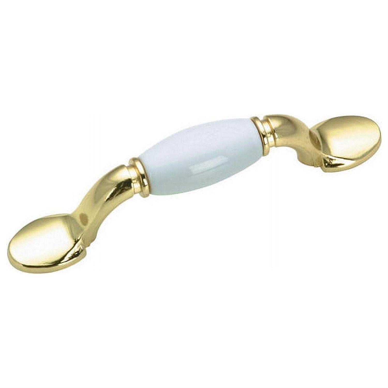 Richelieu BP3802 3 inch Center to Center Handle Cabinet Pull Brass and White - Cheap Fitting