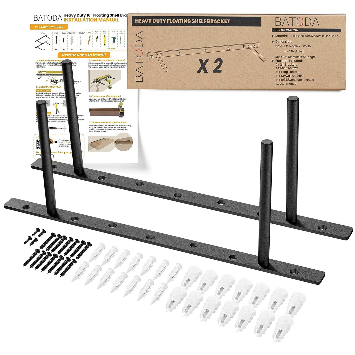 BATODA Heavy Duty Floating Shelf Bracket – Solid Steel Blind Shelf Supports - Cheap Fitting