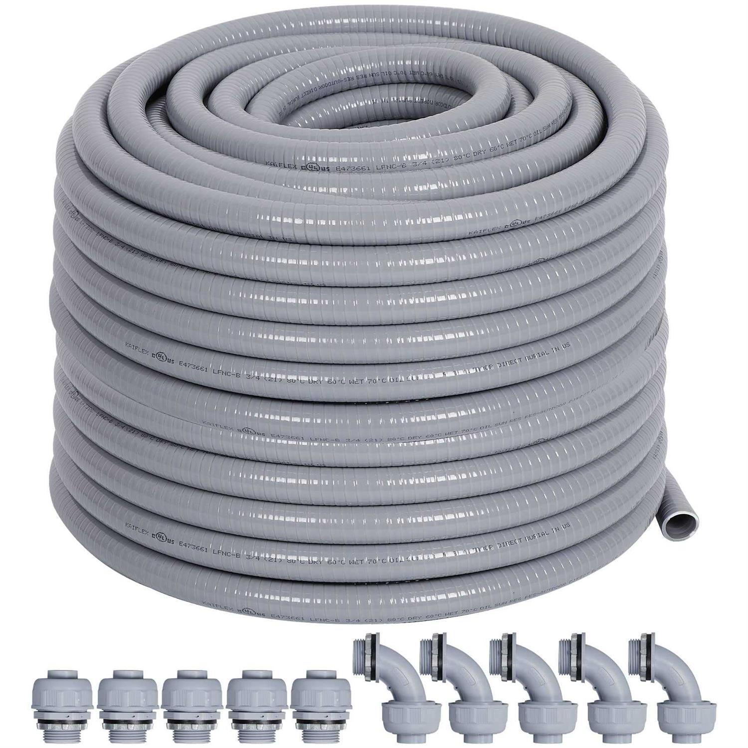 Neorexon Liquid-Tight Conduit and Connector Kit 1/2inch 25ft - Cheap Fitting