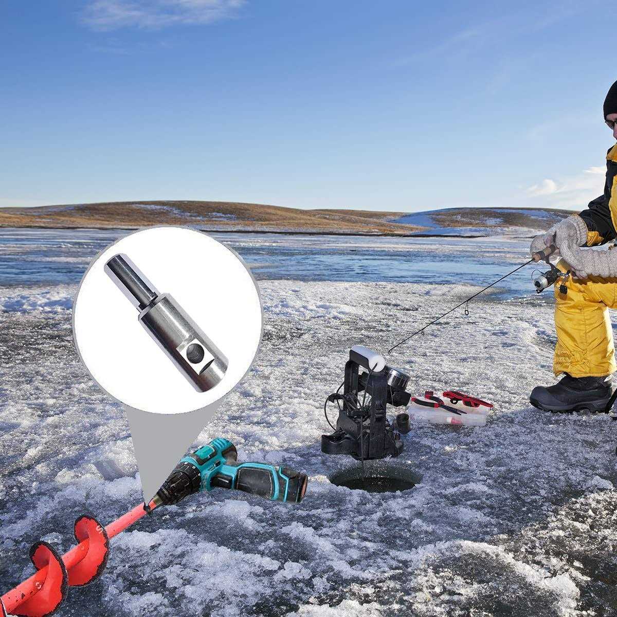 304 Stainless Steel Ice Auger Drill Adapter Fits Drill Chuck 1/2 Plus and 1/4 Hole for 1/4-20 Wing Bolts & Locking Screws - Cheap Fitting