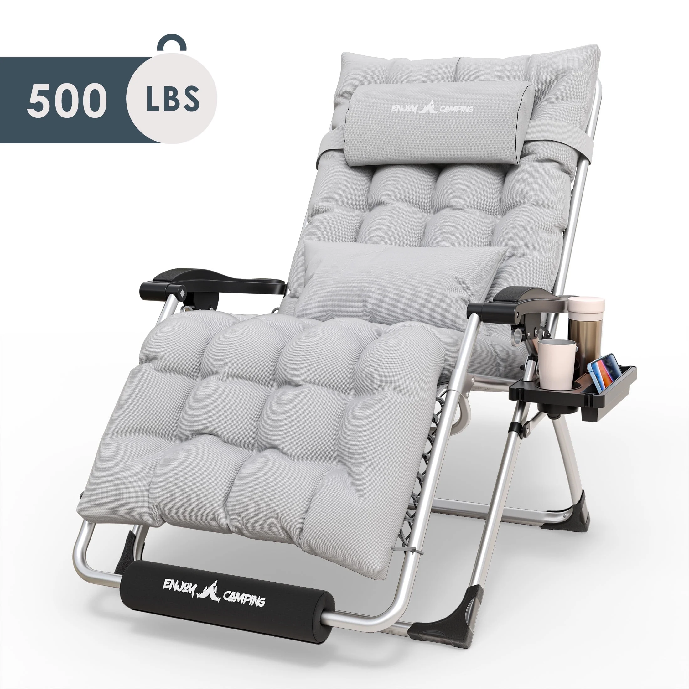 Techmilly Oversized Zero Gravity Chair Set of 1, 33In XL Portable Lawn Chair with Cushion,Support 500LB,Black - Cheap Fitting