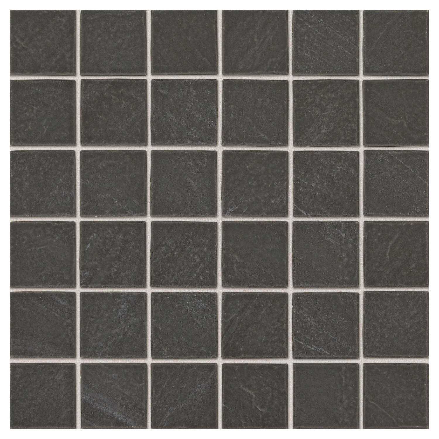 American Olean Carbon Mist Slate 12-in x 12-in Glazed Ceramic Uniform Squares Stone Look Floor and Wall Tile CM1522HC1P2 - Cheap Fitting