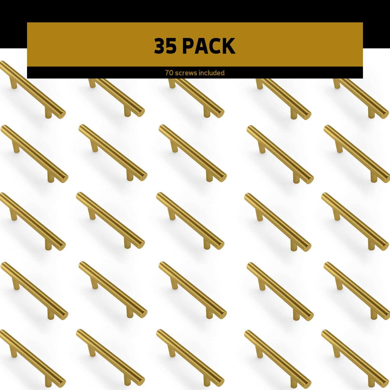 Mega Handles 35-Pack Satin Gold Cabinet Pulls 5-Inch Stainless Steel Cabinet Pulls - Cheap Fitting