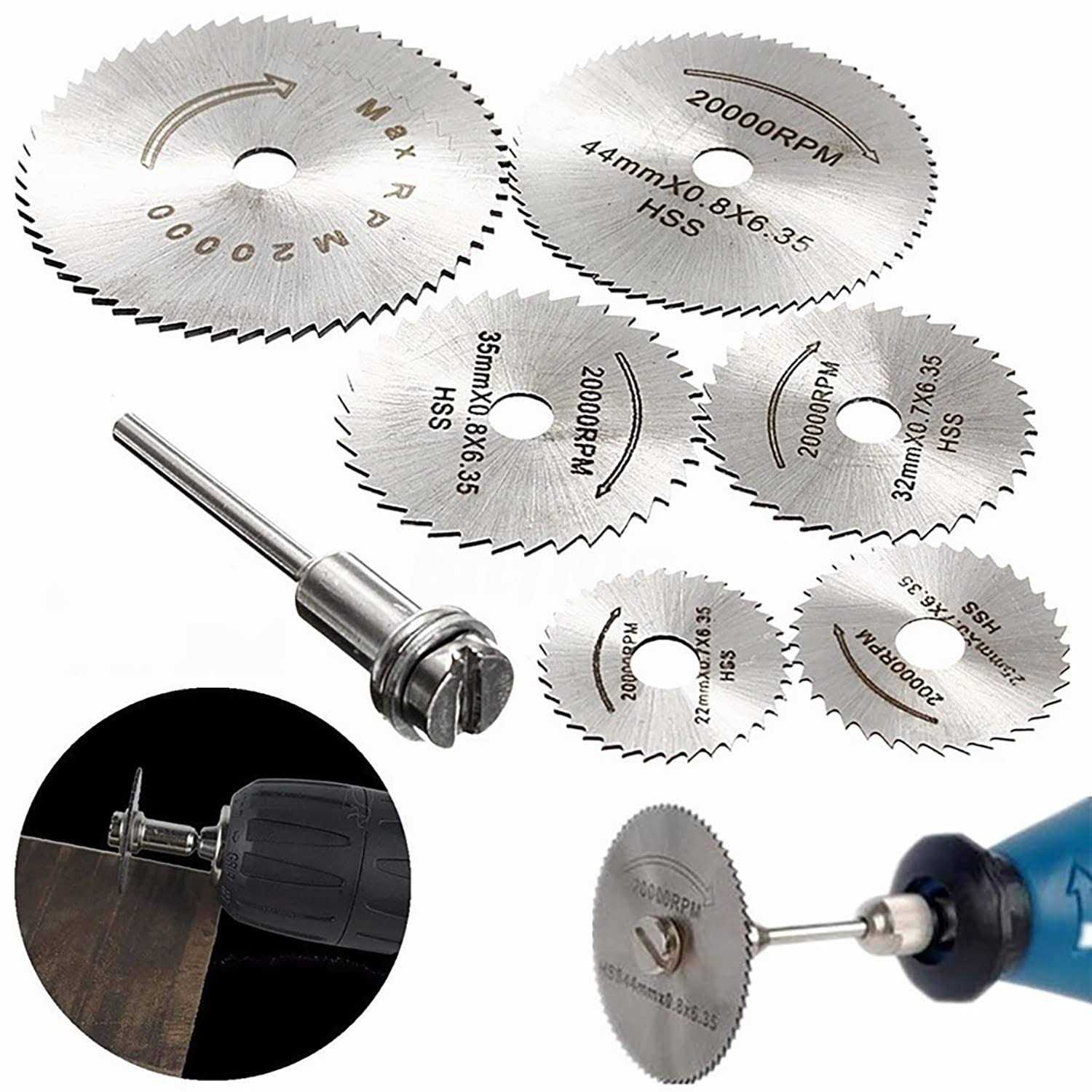 YWHWLX 7pc Hss Circular Saw Blades with 1/8 Shank Cutting Wheel Set Rotary Tools for Wood Metal Diy Craft - Cheap Fitting
