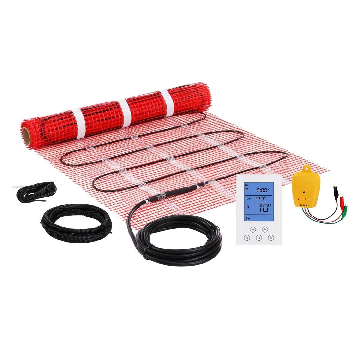 VEVOR Floor Heating Mat Electric Radiant In-Floor Heated Warm System with Digital Floor Sensing Thermostat - Cheap Fitting