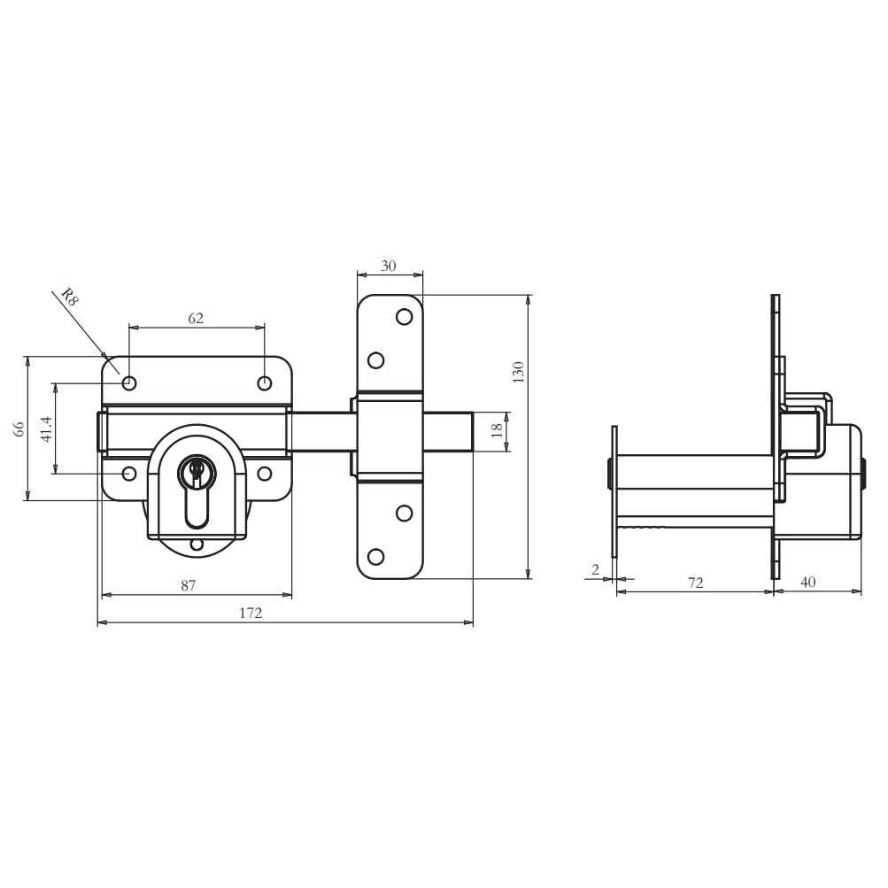 Gatemate 1490096 Euro P11 Long Throw Double Lock - Cheap Fitting
