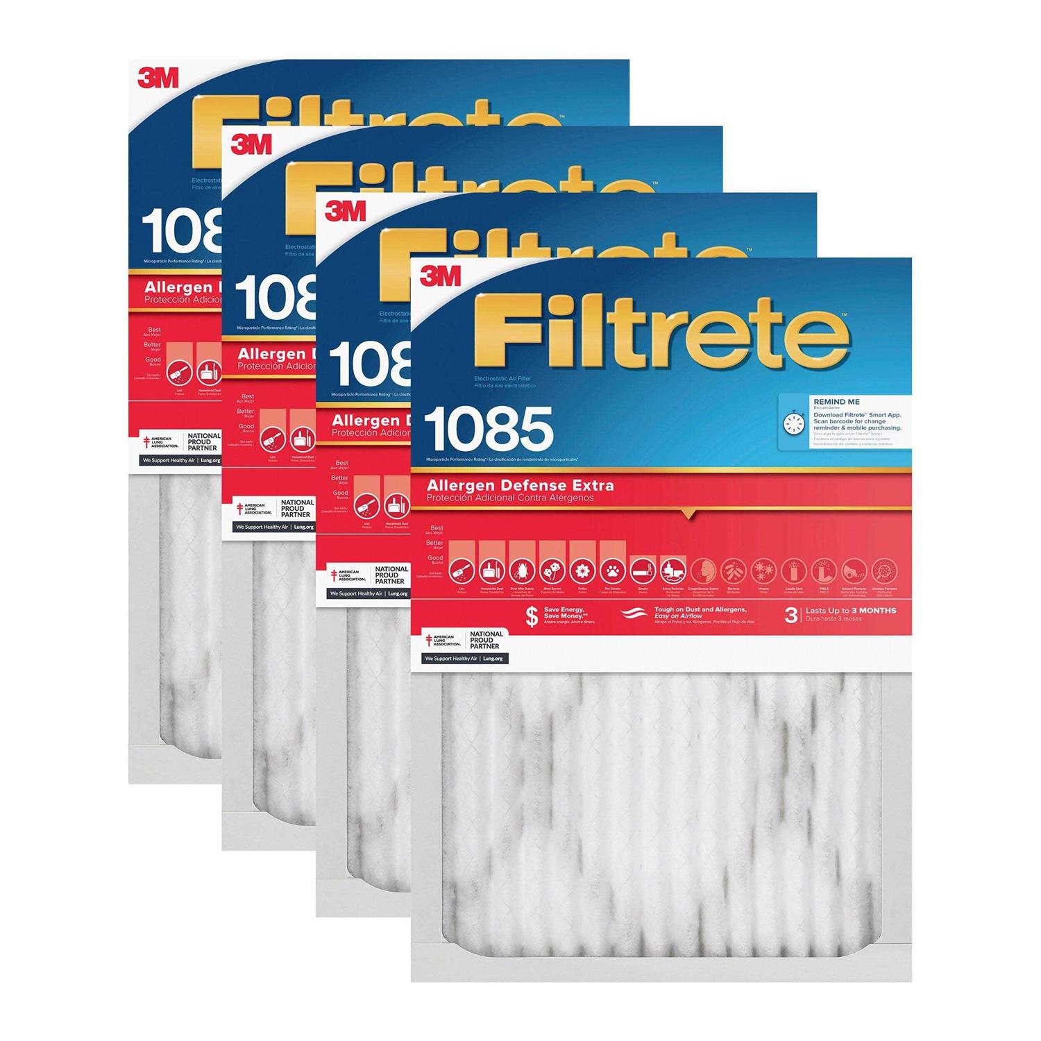 Filtrete 20-in x 1-in 1085 MPR Allergen Defense Extra 4-Pack Electrostatic Pleated Air Filter - Cheap Fitting