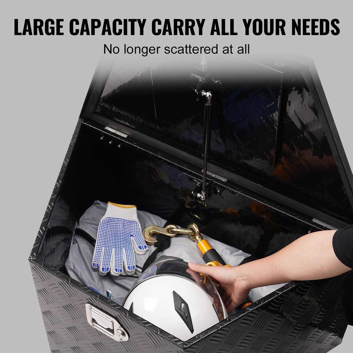 VEVOR Trailer Tongue Box, Aluminum Alloy Diamond Plate Tongue Box Tool Chest, Heavy Duty Trailer Box Storage with Lock and Keys - Cheap Fitting