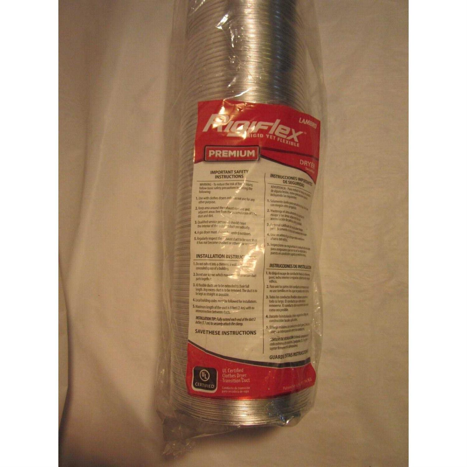 Lambro Rigiflex 4-in x 8-ft Semi-Rigid Dryer Duct - Cheap Fitting