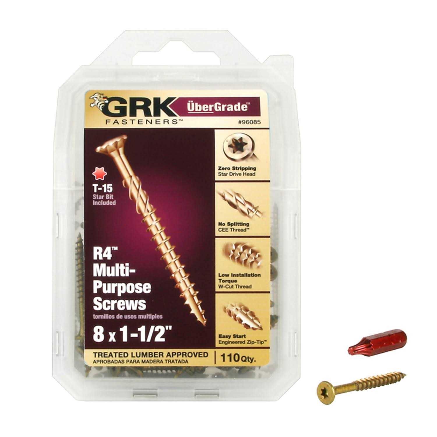 GRK #8 x 1-1/2 in. R4 Multi-Purpose Screw 96085 - Cheap Fitting
