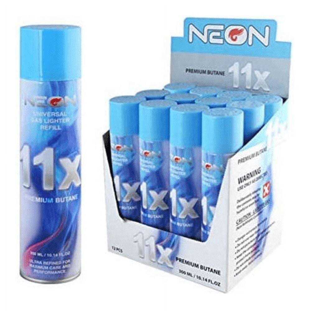 Twelve Cans of Neon 11x Ultra Refined Butane Fuel Lighter Refill Gas - Cheap Fitting