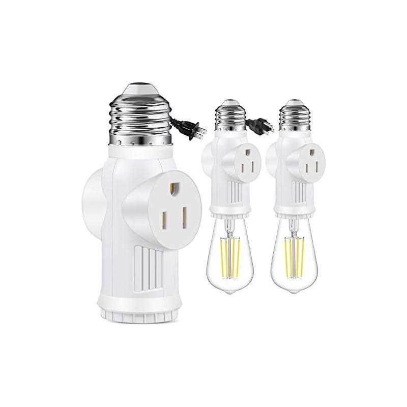 SerBion E26 Light Socket to Plug Adapter 2 Pack 2/3 Prong Light Socket Outlet - Cheap Fitting