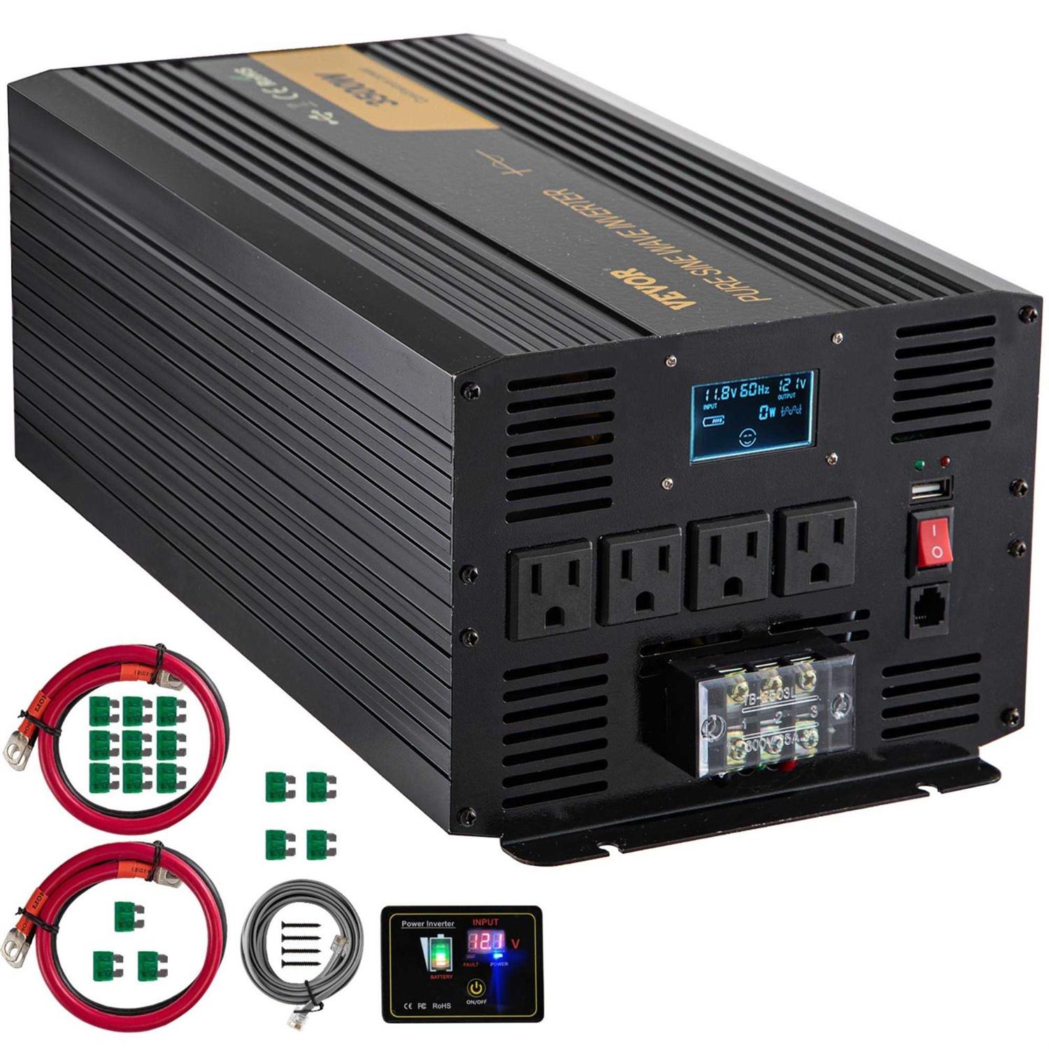 VEVOR Pure Sine Wave Inverter, 5000 Watt, Power Inverter, DC 12V to AC 120V Car Inverter, with Lcd Display, Usb Port and Remote Controller CZXNBQDMKWKDDWIZZV9 - Cheap Fitting