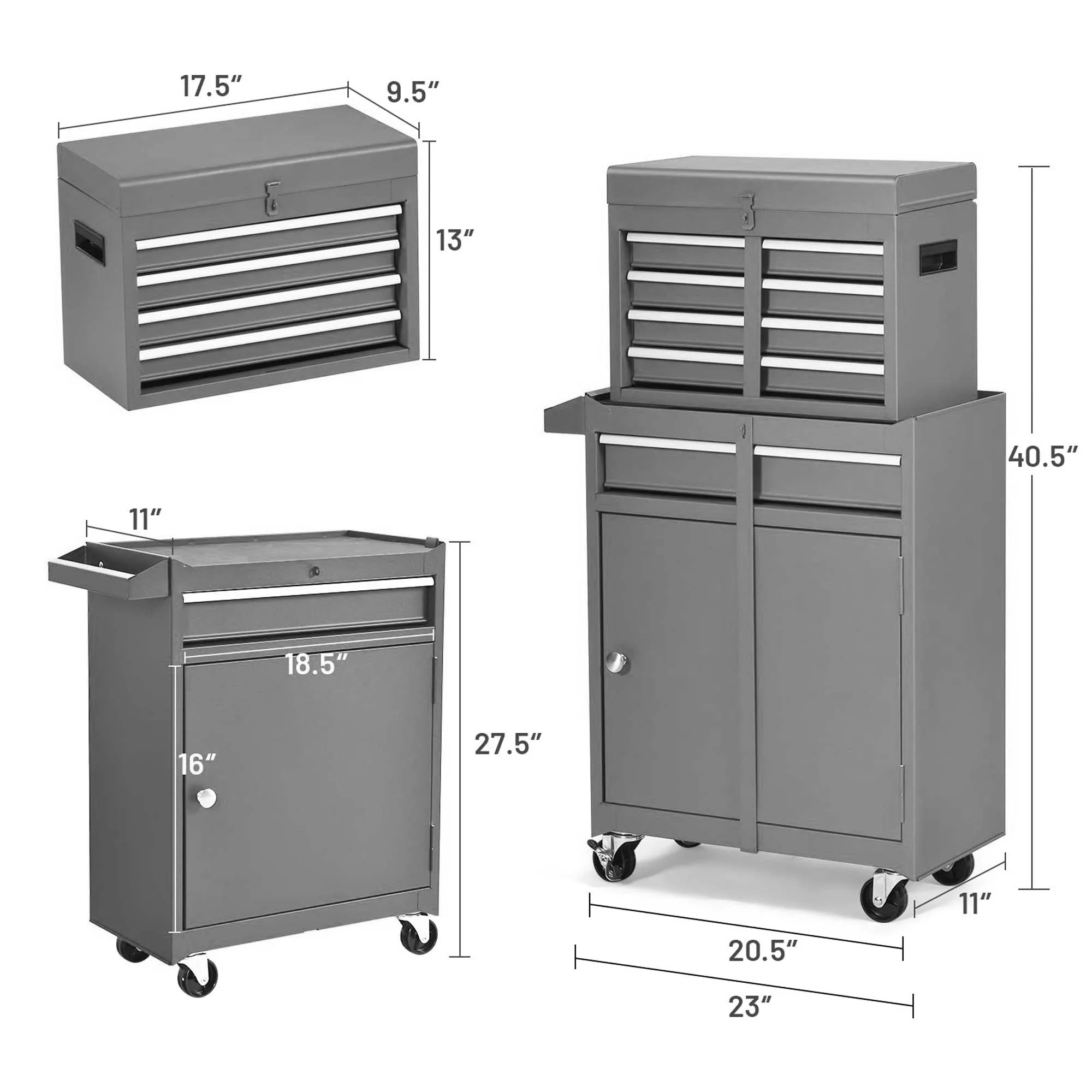 Aukfa Tool Chest, 2 in 1 Steel Rolling Tool Box & Cabinet On Wheels for Garage, 8-Drawer, Blue - Cheap Fitting