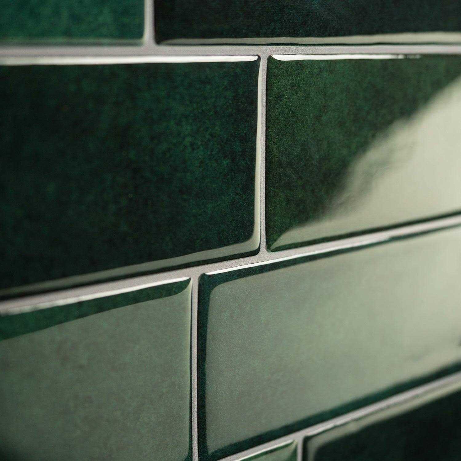 Smart Tiles Metro Fiona Green 8-in x 12-in Glossy Resin Brick Subway Peel and Stick Wall Tile - Cheap Fitting