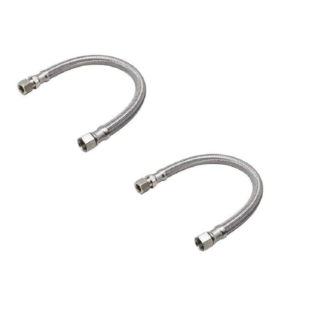 Ez-fluid Plumbing 3/8 Male Compression To 3/8-Inch Female Comp. Stainless Steel Braided Faucet Connector Line Extension - Cheap Fitting