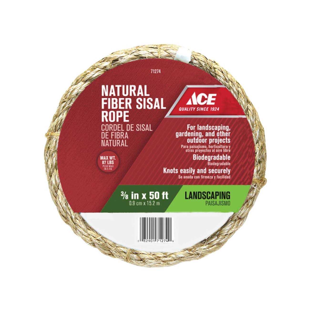 Ace D x 50 ft. L Tan Twisted Sisal Rope - Cheap Fitting