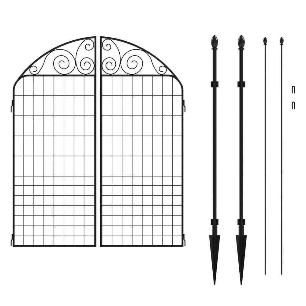 New Rockdale 41.9 in. Black Steel Fence Gate - Cheap Fitting