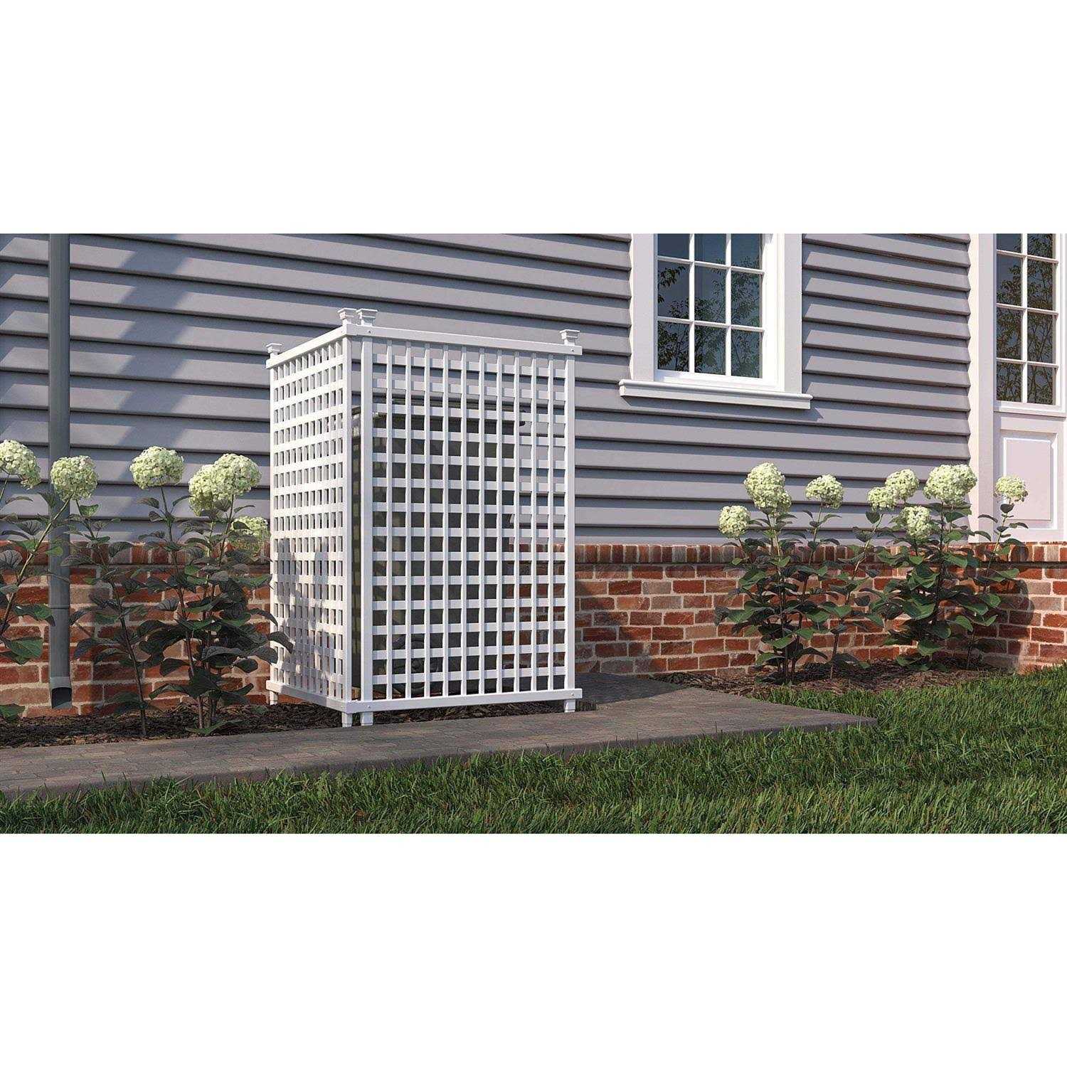 Enclo Privacy Screens 4.8 ft. H x 3 ft. W White Vinyl Highland-Lattice Privacy Screen Kit - Cheap Fitting