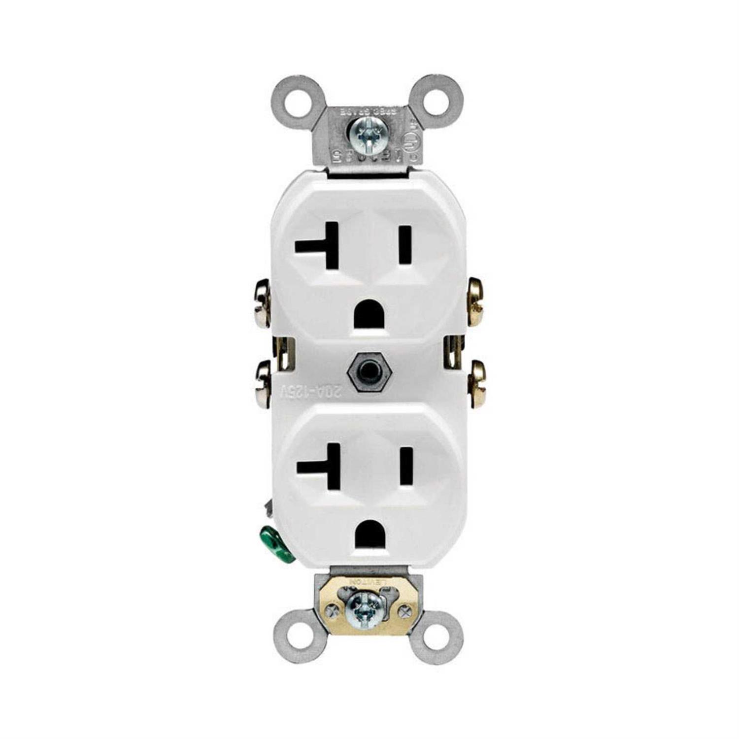 Leviton Outlet 20 amps 125 V Duplex White 5-20R - Cheap Fitting
