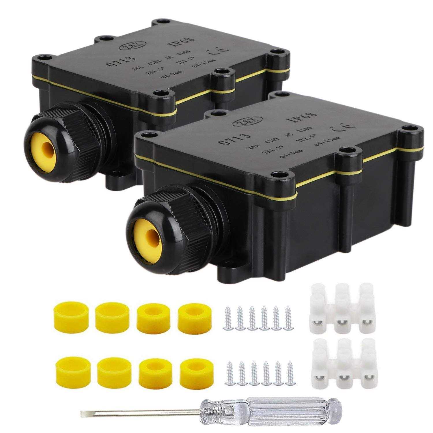 Helunsi Waterproof IP68 External Junction Box 2 Way Plug Line M20 Coaxial Cable Connector Wire Range 5 to 15mm Outdoor External Electri - Cheap Fitting