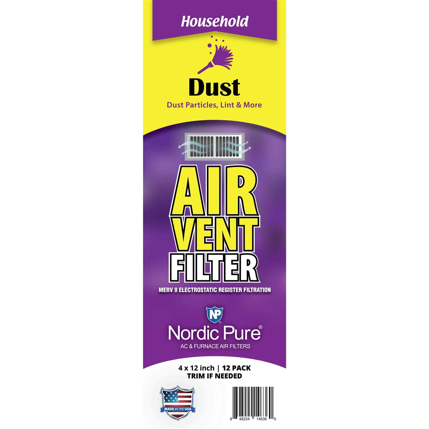 Dust Reducing Air Vent Filters 4×12 1 Pack of 12 - Cheap Fitting