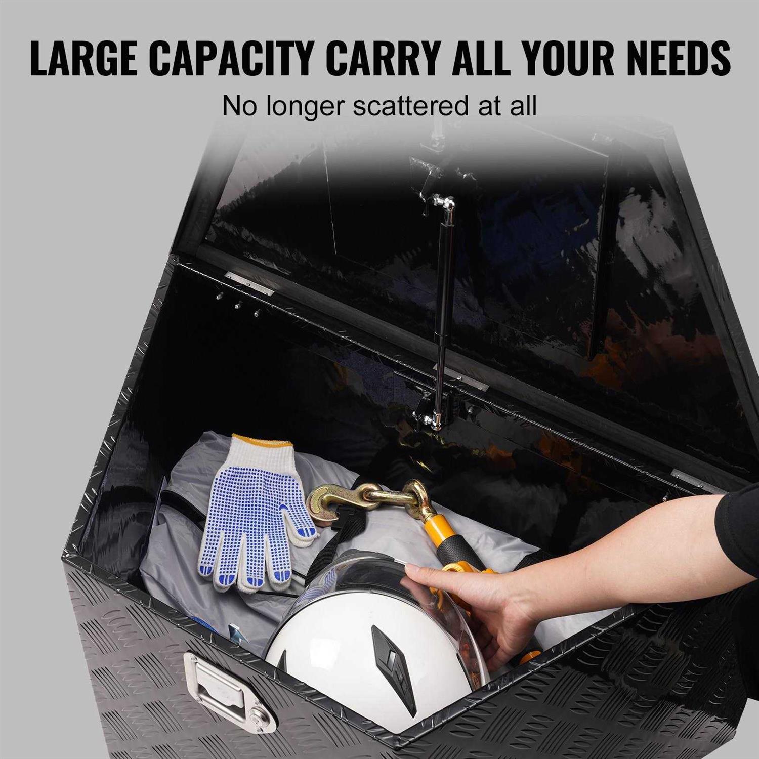 VEVOR Trailer Tongue Box, Aluminum Alloy Diamond Plate Tongue Box Tool Chest, Heavy Duty Trailer Box Storage with Lock and Keys - Cheap Fitting