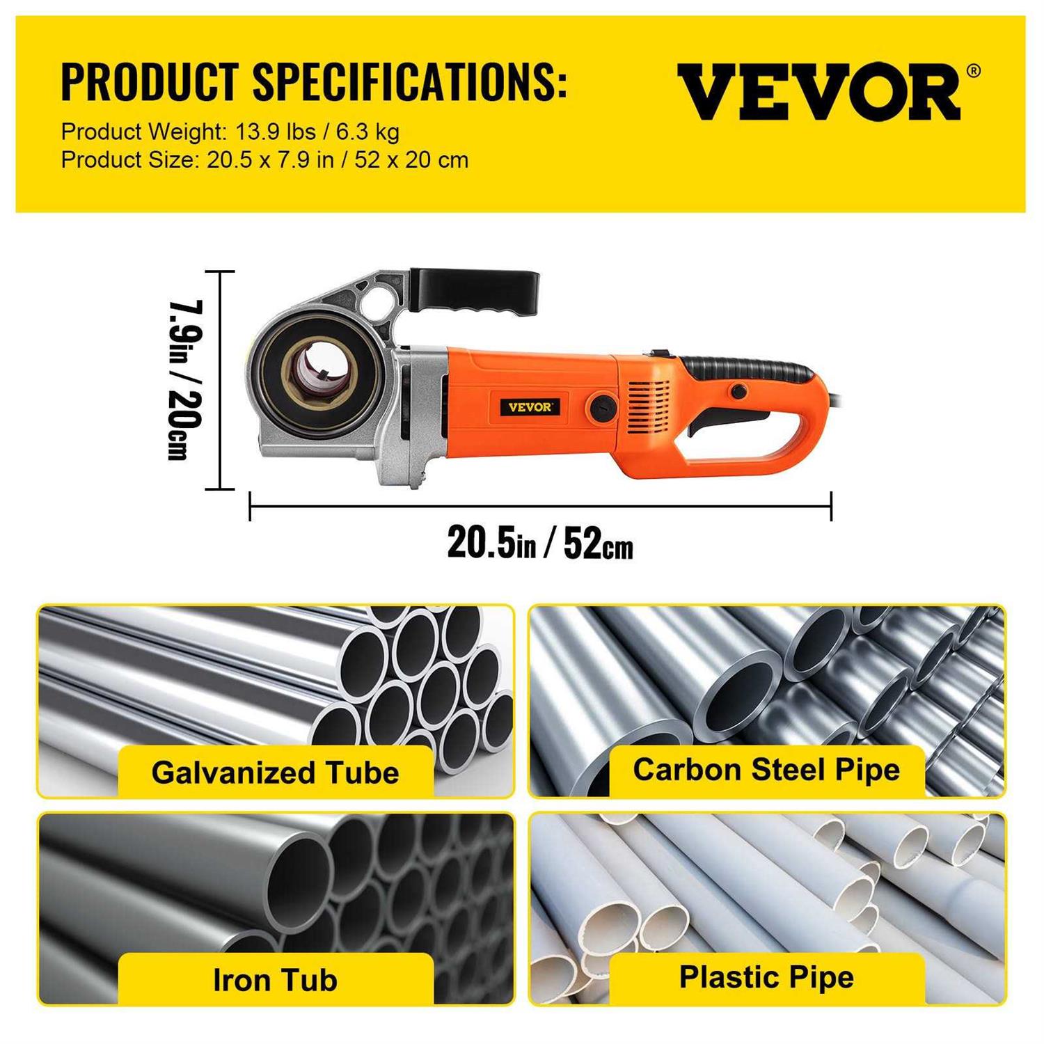 VEVOR Electric Pipe Threader 2300W Pipe Threading Machine Heavy-Duty Hand-Held Power Drive Kit - Cheap Fitting