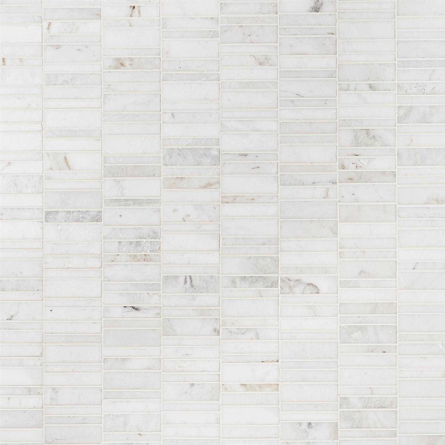 Ivy Hill Tile Arctic White 11.69 in. x 11.69 in. Waterfall Polished Marble Mosaic Tile - Cheap Fitting