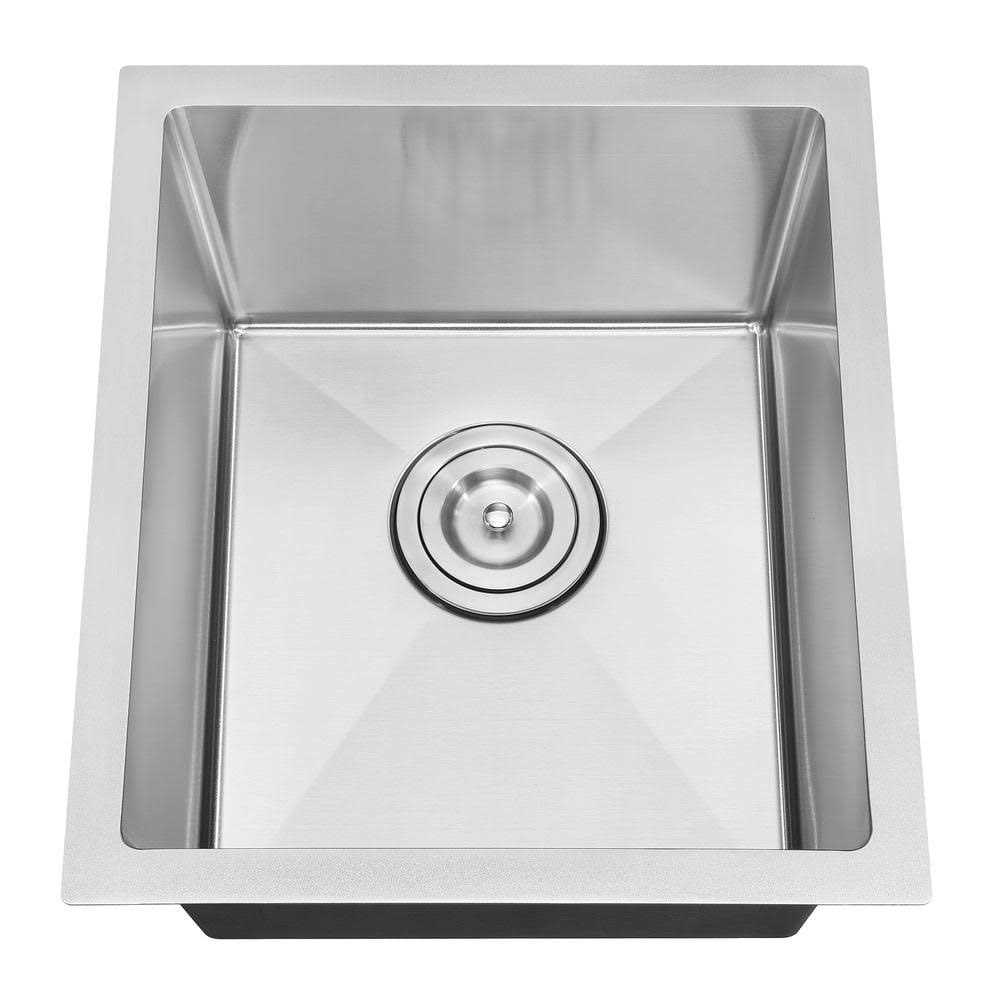 Attop Brushed 20-Gauge Stainless Steel 15 in. Single Bowl Undermount Scratch-Resistant Nano Kitchen Sink with Strainer - Cheap Fitting