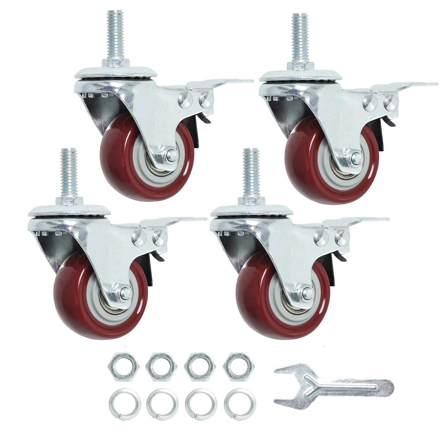 Finnhomy Swivel Caster Wheels 2 Inch Heavy Duty Threaded Stem Casters 1 Set of 4 Premium Polyurethane Wheels PU Load Bearing - Cheap Fitting