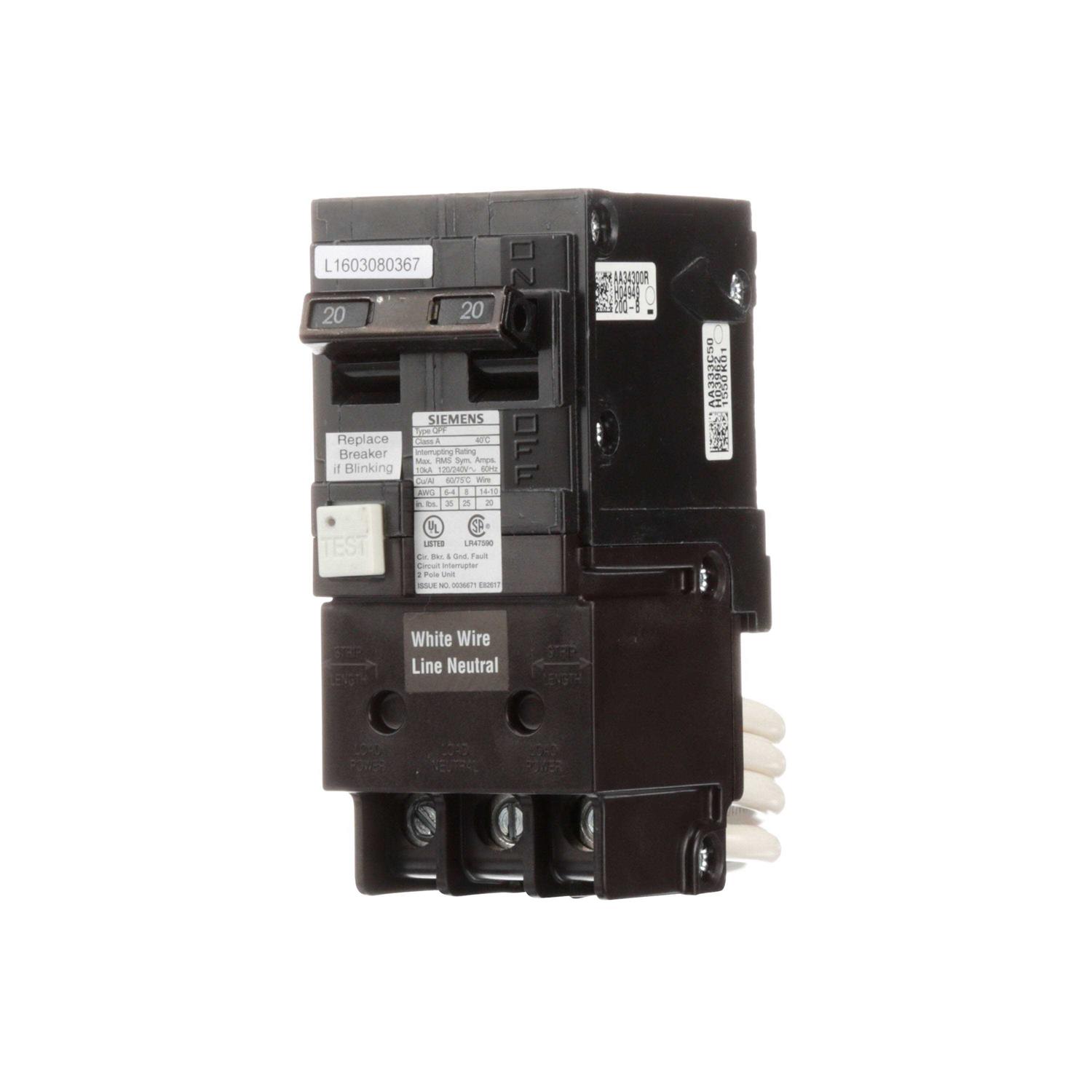 Siemens QPF 20-amp 2-Pole Gfci Circuit Breaker QF220P - Cheap Fitting