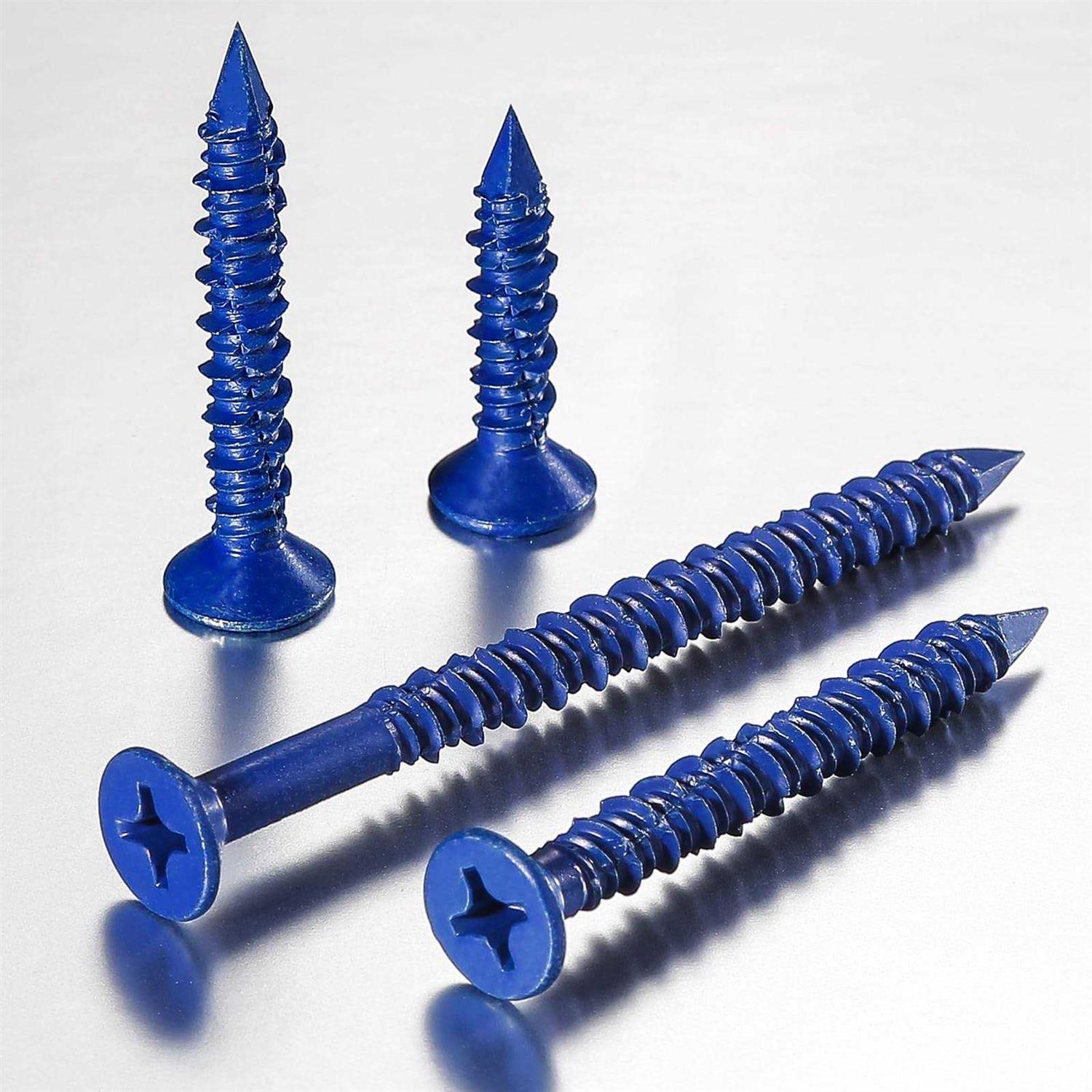 WenSilon Concrete Screw Anchor Blue Flat Head for Anchoring to Masonry, Block or Brick Stucco	WenSilon Concrete Screw Anchor Blue Flat Head for Anchoring to Masonry, Block or Brick Stucco - Cheap Fitting