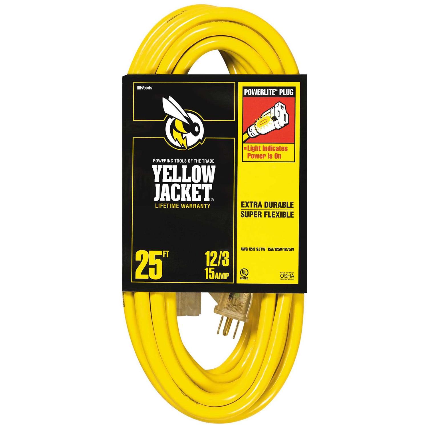 12/3 25 ft. Yellow Jacket Extension Cord 2883 - Cheap Fitting