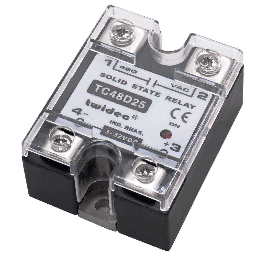 Twidec/Output Single Phase SSR Solid State Relay 25A 3-32V DC to 24-480V AC - Cheap Fitting