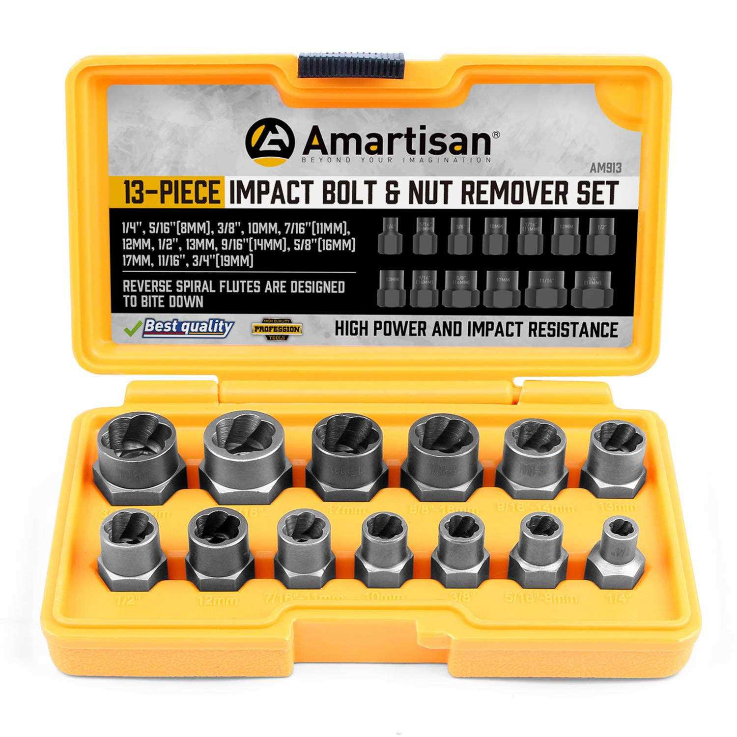 Amartisan Impact Bolt Extractor Tool 13PC Bolt Nut Removal Extractor Socket Tool Set - Cheap Fitting