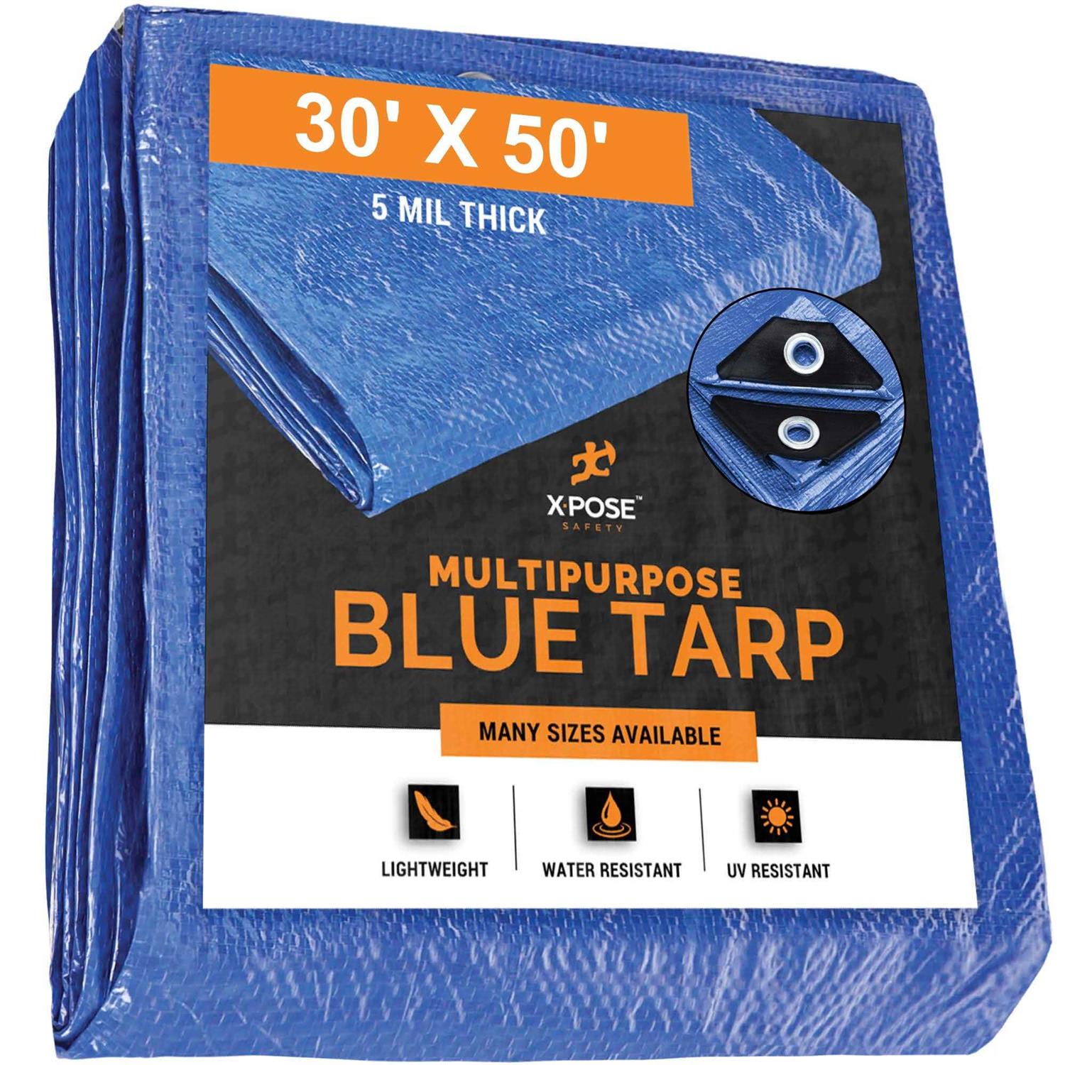 Xpose Safety Better Blue Poly Tarp Multipurpose Protective Cover - Cheap Fitting